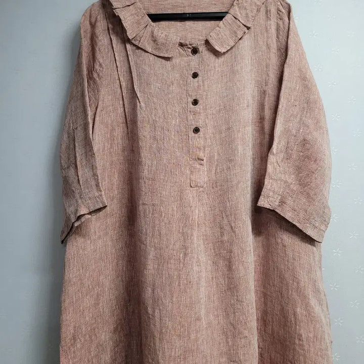 [BUNJANG] Linen Lace Long Dress with Frill Collar / 77)린넨 레이스 롱 원피스 프릴 카라