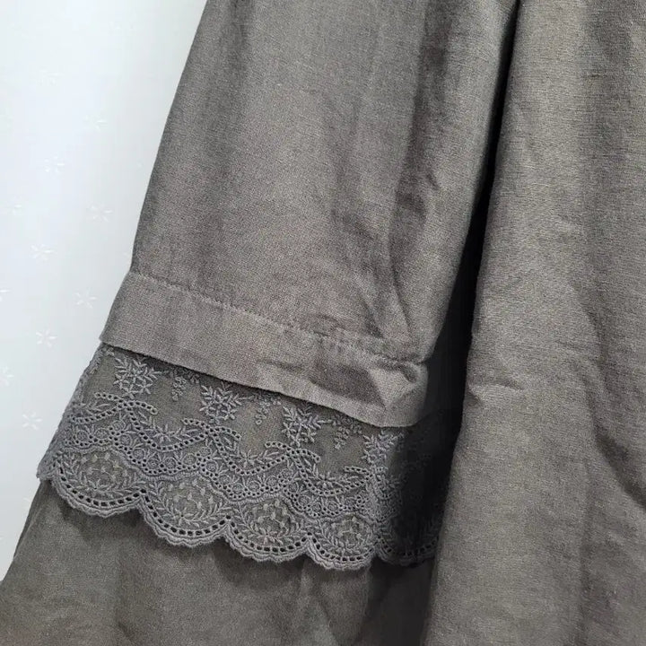 [BUNJANG] Floral Embroidered Lace Trim Long Dress / 77)레이스배색 꽃 자수 롱 원피스