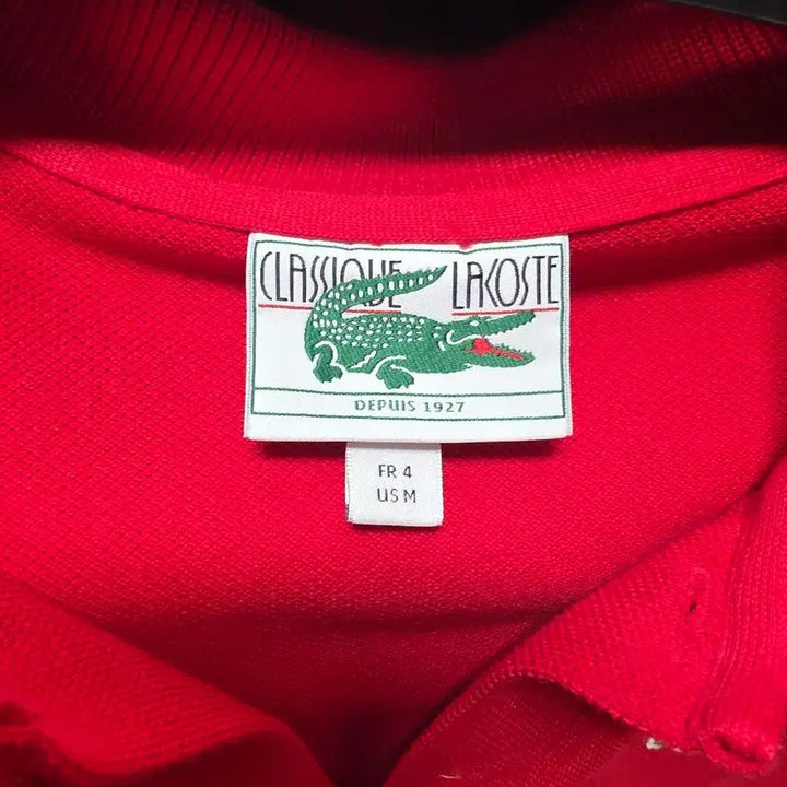[BUNJANG] Lacoste Red Long-Sleeve Polo Shirt Size 4 (Approx. 100) / 라코스테 빨간색 긴팔 폴로셔츠 4사이즈(100정도)