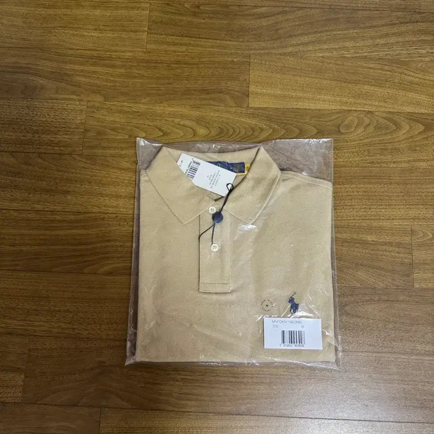 [BUNJANG] Polo Ralph Lauren Custom Slim Fit Mesh Polo Shirt Beige/Navy Pony M / 폴로 커스텀슬림핏 메시 폴로 셔츠 베이지/네이비포니 M