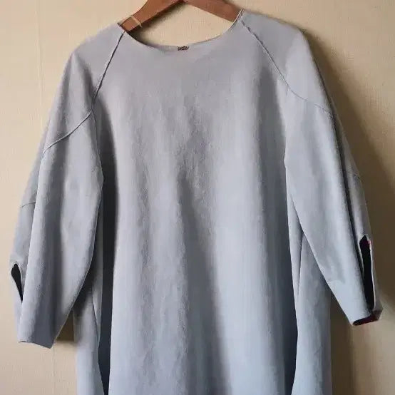[BUNJANG] TIME Suede-Feel Poly Blouse Mint Grey / 타임블라우스