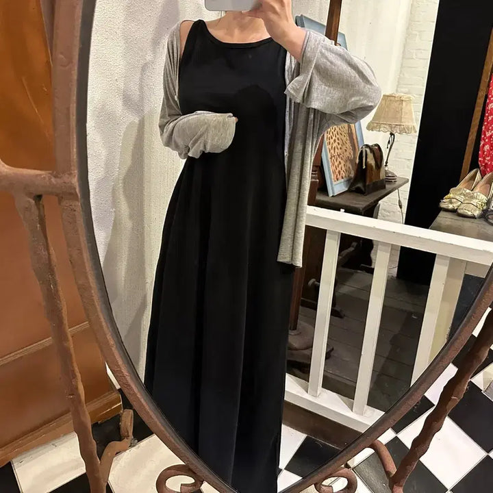 [BUNJANG] Subling Sleeveless Long Dress Black / 수블링 나시 롱원피스 블랙