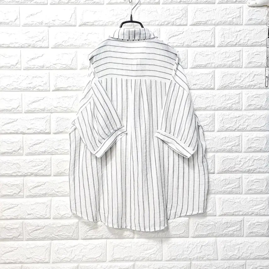 [BUNJANG] Striped Short-Sleeve Shirt / 스트라이프  남방