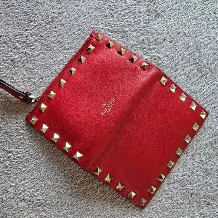[BUNJANG] Valentino Rockstud Cardholder Red Leather / 발렌티노 락스터드 카드지갑 레드