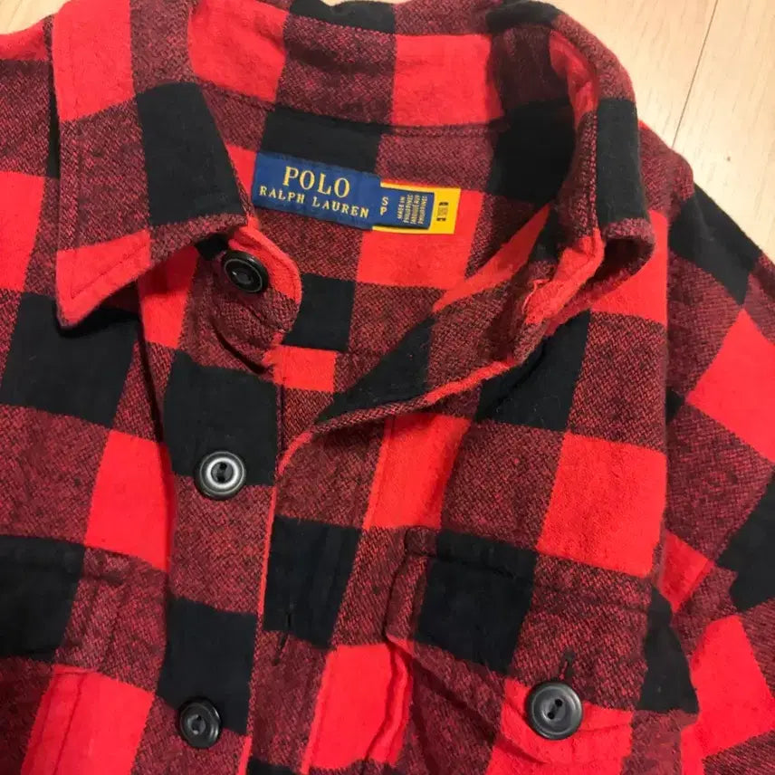 [BUNJANG] Polo Red Black Check Fringe Shirt (Size 55) / 폴로 레드 블랙 체크 셔츠 남방 프린지 55
