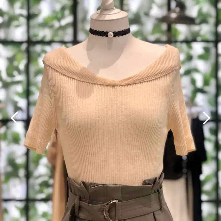 [BUNJANG] DUEL Off-the-Shoulder Boat Neck Knit T-shirt / 듀엘 오프숄더 가능한 보트넥 니트 티셔츠 55