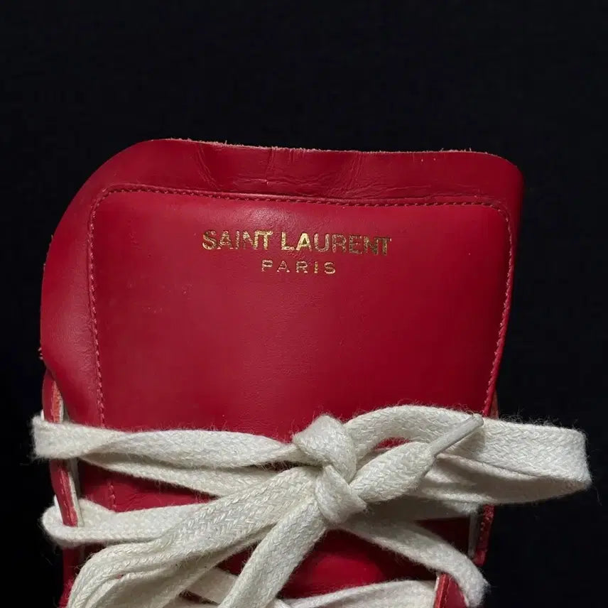 [BUNJANG] Saint Laurent Red Black High-Top Sneakers / 생로랑 레드 블랙 하이탑 스니커즈
