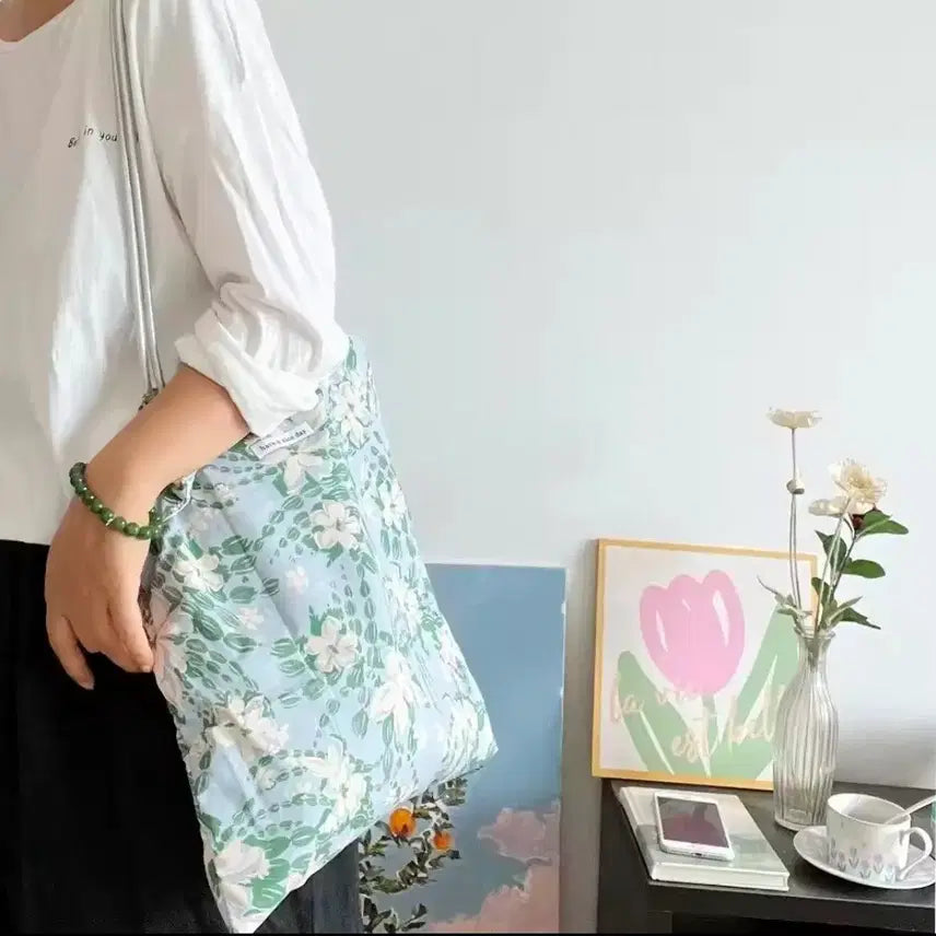 [BUNJANG] Floria Reversible Double-Sided Eco Bag / 플라워 패턴 캔버스 토트백
