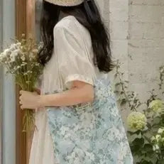 [BUNJANG] Floria Reversible Double-Sided Eco Bag / 플라워 패턴 캔버스 토트백