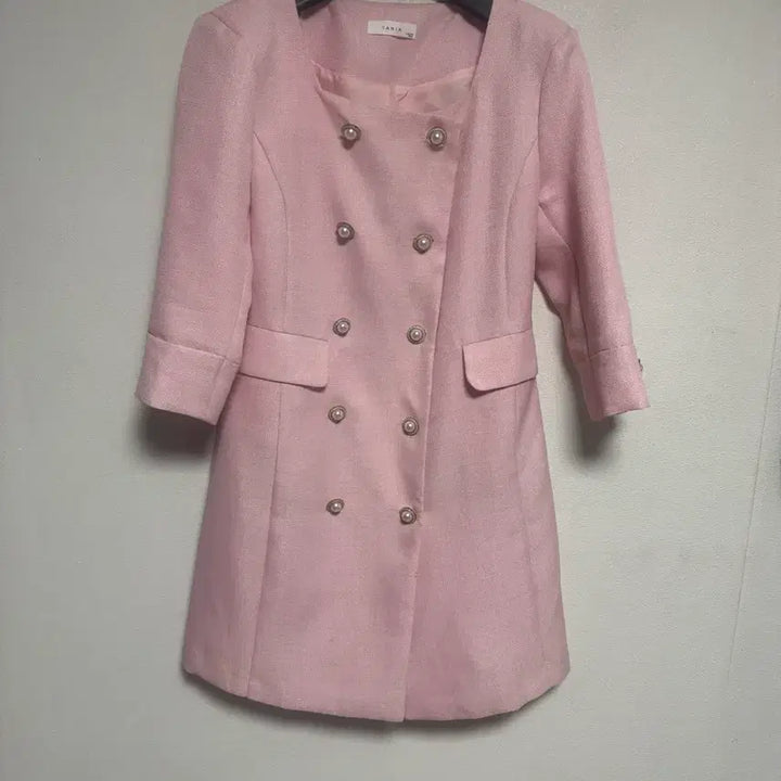 [BUNJANG] Pink Long Tweed Dress / 핑크 롱 트위드 원피스