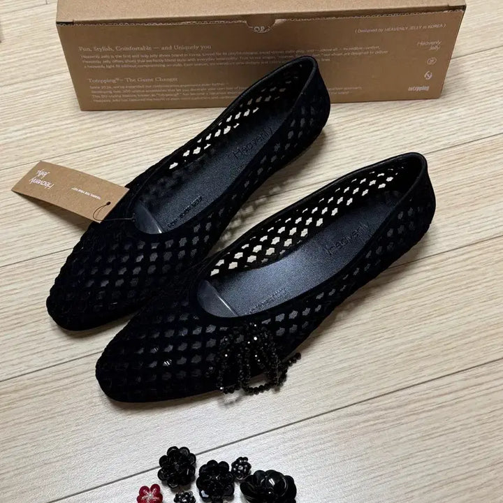 [BUNJANG] Heavenly Jelly Kwani Flat Shoes with Charms / 헤븐리젤리 콰니 플랫슈즈 토츠핑