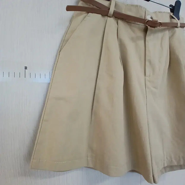 [BUNJANG] Beige Shorts Set with Belt / 베이지 반바지 벨트 세트 숏팬츠