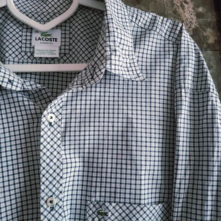 [BUNJANG] Lacoste Classic Fit Check Shirt / 라코스테 클래식핏 체크 셔츠 남방