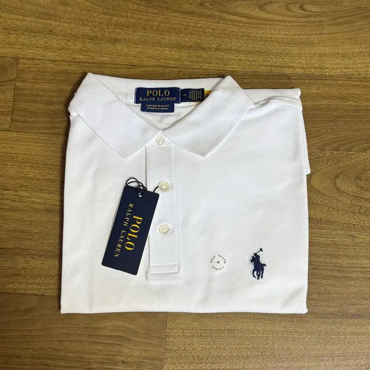 [BUNJANG] Polo Ralph Lauren Custom Slim Fit Stretch Mesh Polo Shirt - White, M / 폴로 커스텀슬림핏 스트레치 메시 폴로 셔츠 화이트 M