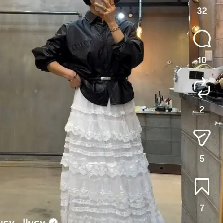 [BUNJANG] Long Lace Tiered Maxi Skirt / 롱레이스캉캉스커프