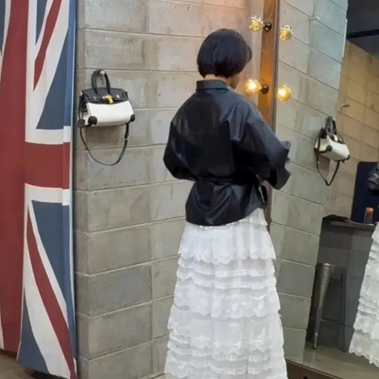 [BUNJANG] Long Lace Tiered Maxi Skirt / 롱레이스캉캉스커프