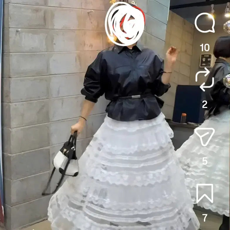 [BUNJANG] Long Lace Tiered Maxi Skirt / 롱레이스캉캉스커프