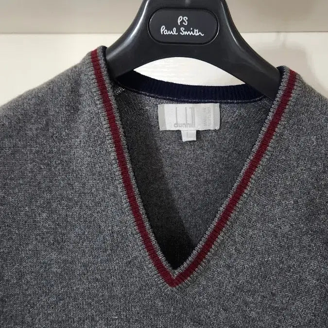 [BUNJANG] Dunhill Grey V-Neck Cashmere Sweater - Size L / 던힐 구찌 그레이 브이넥 캐시미어 L사이즈