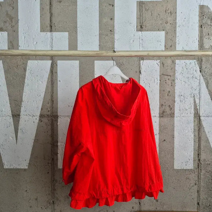 [BUNJANG] Cresong String Frill Hooded Jacket Red / 크레송 스트링프릴 후드자켓