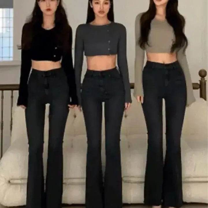 [BUNJANG] Look at Min Crazy Black Denim Bootcut Pants / 룩앳민 크레이지 흑청 부츠컷 바지