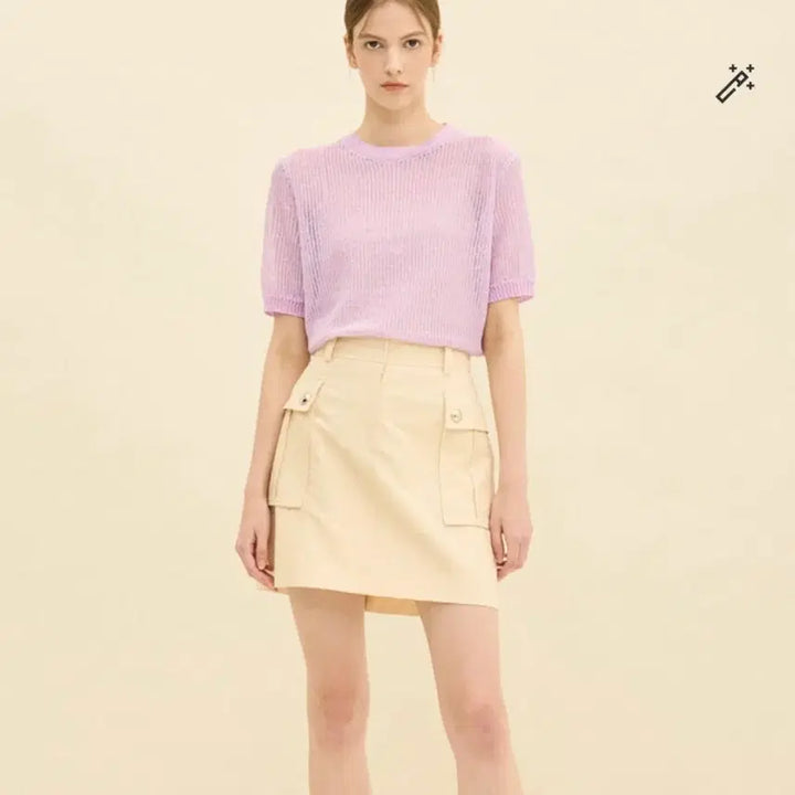 [BUNJANG] TIME Linen Blend Glitter Knit Top - Light Pink, Size 90 / TIME  타임 린넨 블렌드 니트 탑