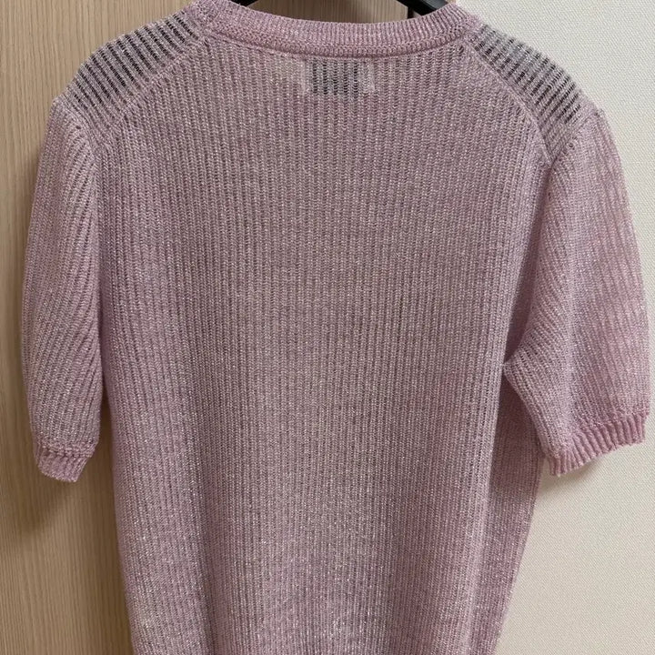 [BUNJANG] TIME Linen Blend Glitter Knit Top - Light Pink, Size 90 / TIME  타임 린넨 블렌드 니트 탑