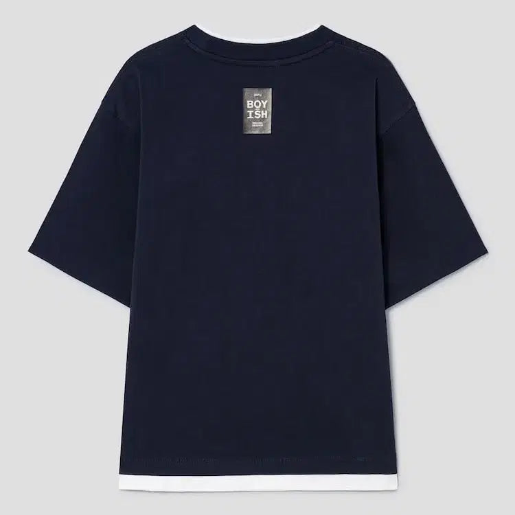 [BUNJANG] Joon/G Double Layered Marine Short-Sleeved T-Shirt / 준/지 더블 레이어드 마린 반팔 티셔츠