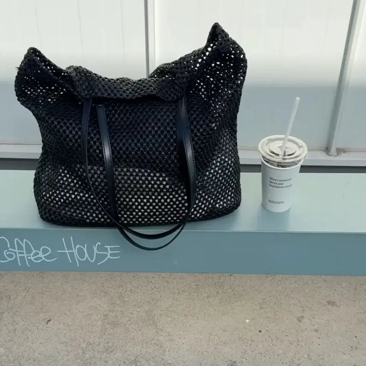 [BUNJANG] Natural Rattan &amp; Cowhide Large Shoulder Bag / Mini Crossbody Bag / 천연라탄 &amp; 소가죽 여름 라지 숄더백 미니크로스백