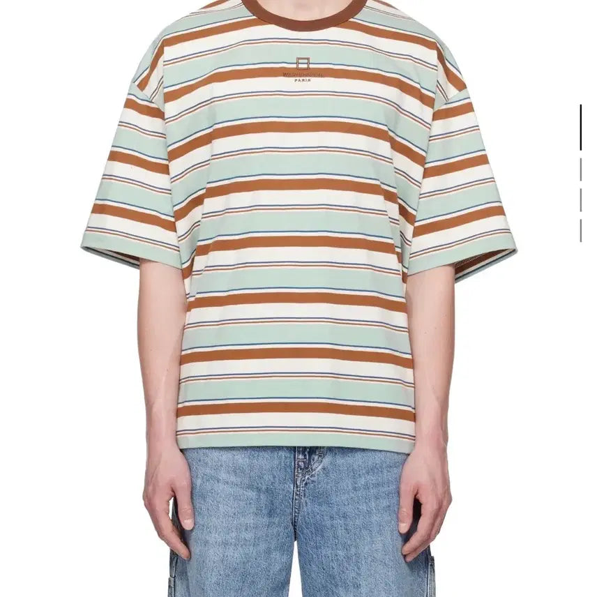 [BUNJANG] Wooyoungmi 25SS Mint Stripe T-Shirt Size 46 / [새상품] 우영미 25SS 스트라이프 반팔 티셔츠 46
