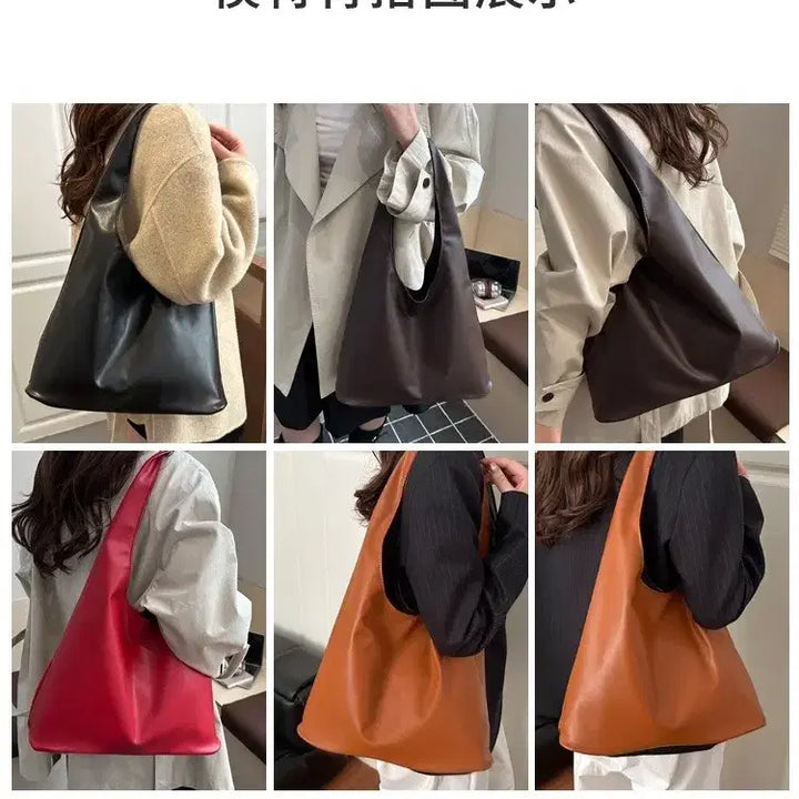 [BUNJANG] Leather Hobo Shoulder Bag (Red/Brown/Black) / *가정의달행사품*레더 호보백 숄더백 가방 (레드/브라운/블랙)