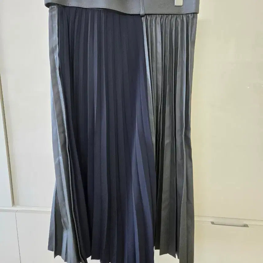 [BUNJANG] Belt Pleats Mix Long Skirt / 벨트 플리츠 믹스 롱 스커트