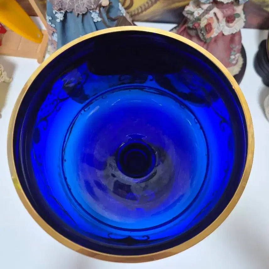 [BUNJANG] Bohemia Maruna Cobalt Blue Gilded Crystal Vase / 체코보헤미아 maruna 코발트블루 금장 크리스탈화병