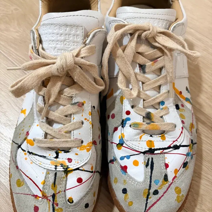 [BUNJANG] Maison Margiela German Army Sneakers Paint Splatter / 마르지엘라 독일군 스니커즈 페인트
