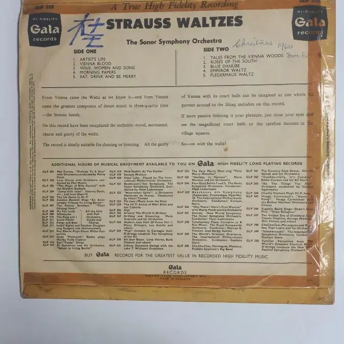 [BUNJANG] Gala Records Strauss Waltzes LP Album / Gala Strauss Waltzes LP 레코드 앨범