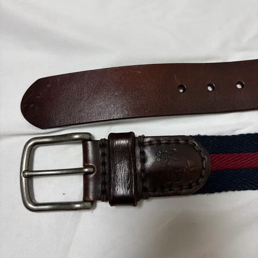 [BUNJANG] Abercrombie &amp; Fitch Stripe Leather Belt / 아베크롬비 스트라이프 가죽 벨트