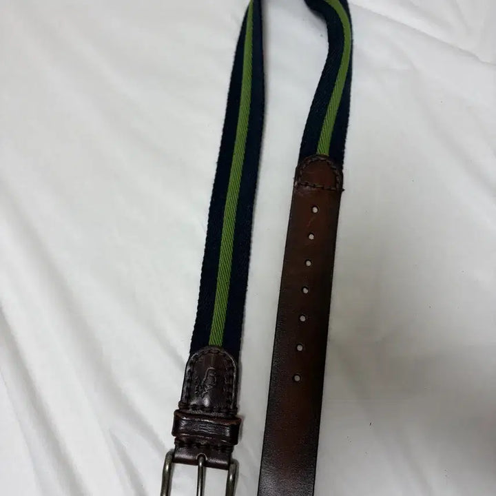 [BUNJANG] Abercrombie &amp; Fitch Stripe Canvas Leather Belt / 아베크롬비 스트라이프 캔버스 가죽 벨트