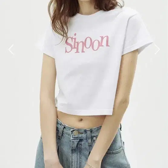 [BUNJANG] Sinoon Cropped Short-Sleeve T-Shirt / Sinoon 시눈 로고 티셔츠 핑크 (단종)