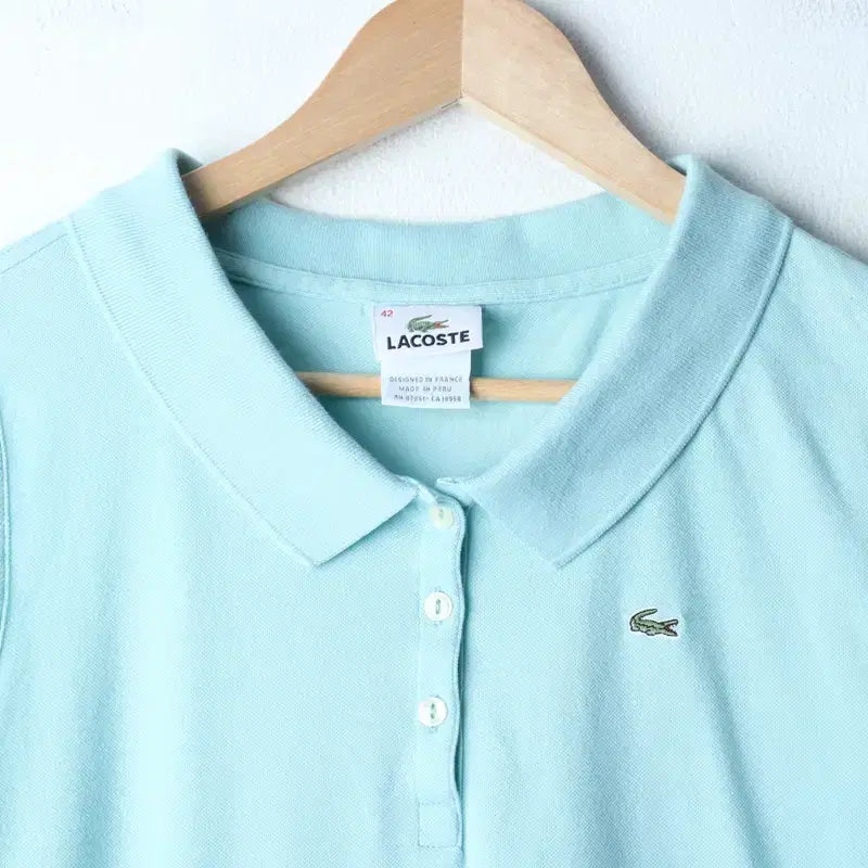 [BUNJANG] Lacoste Short Sleeve Polo T-shirt Sleeveless Light Blue - 768C / W(L-XL) 라코스테 반팔 카라 티셔츠 민소매 연블루-768C