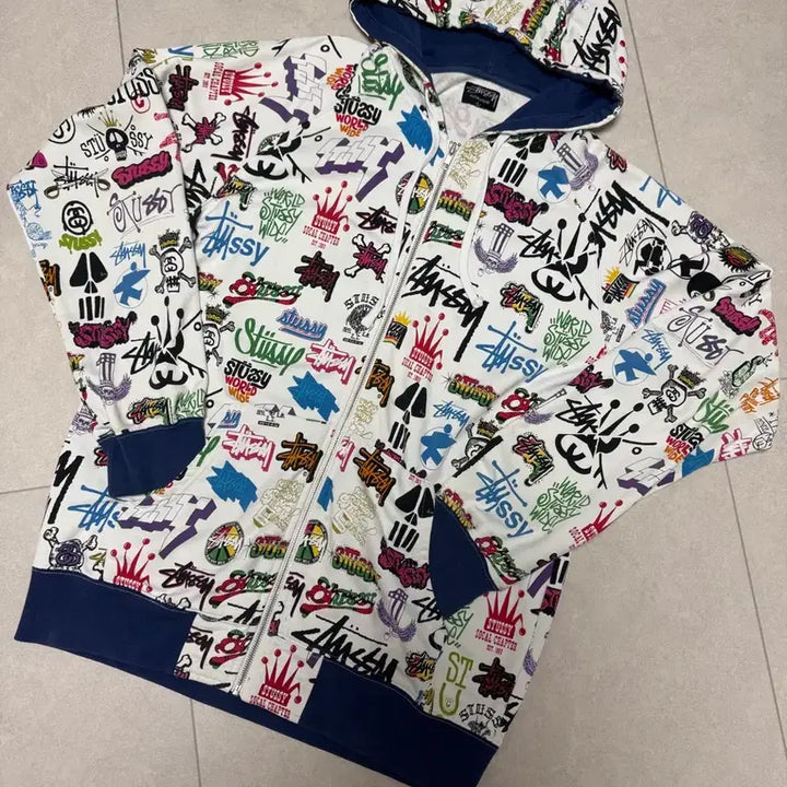 [BUNJANG] Stussy All Over Print Hoodie Zip-Up / 스투시 올오버 프린트 후드집업