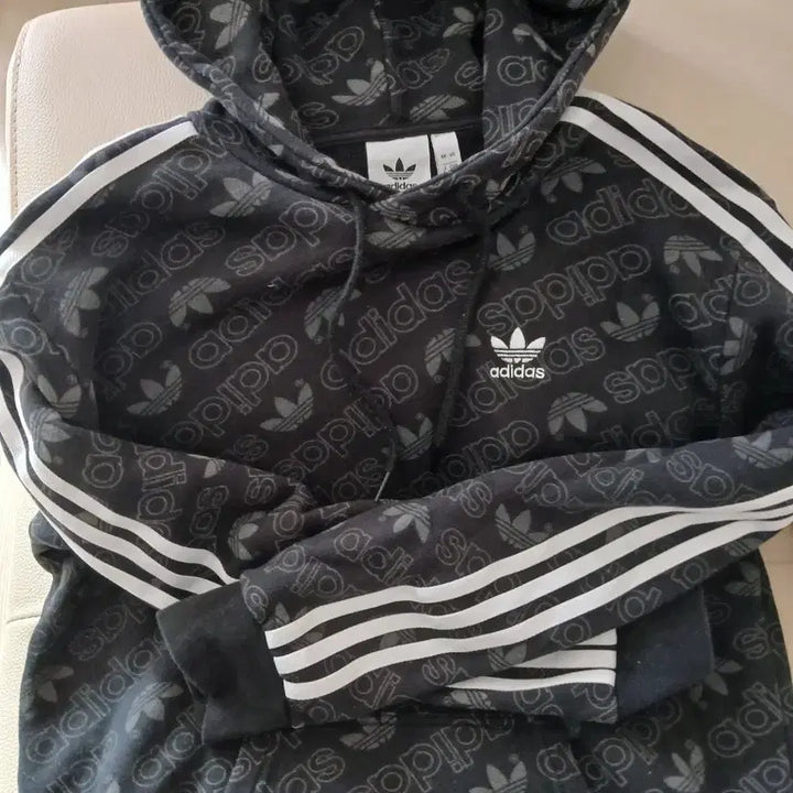 [BUNJANG] Adidas All Over Print Hoodie Black / 아디다스 올오버 프린트 후드티 블랙