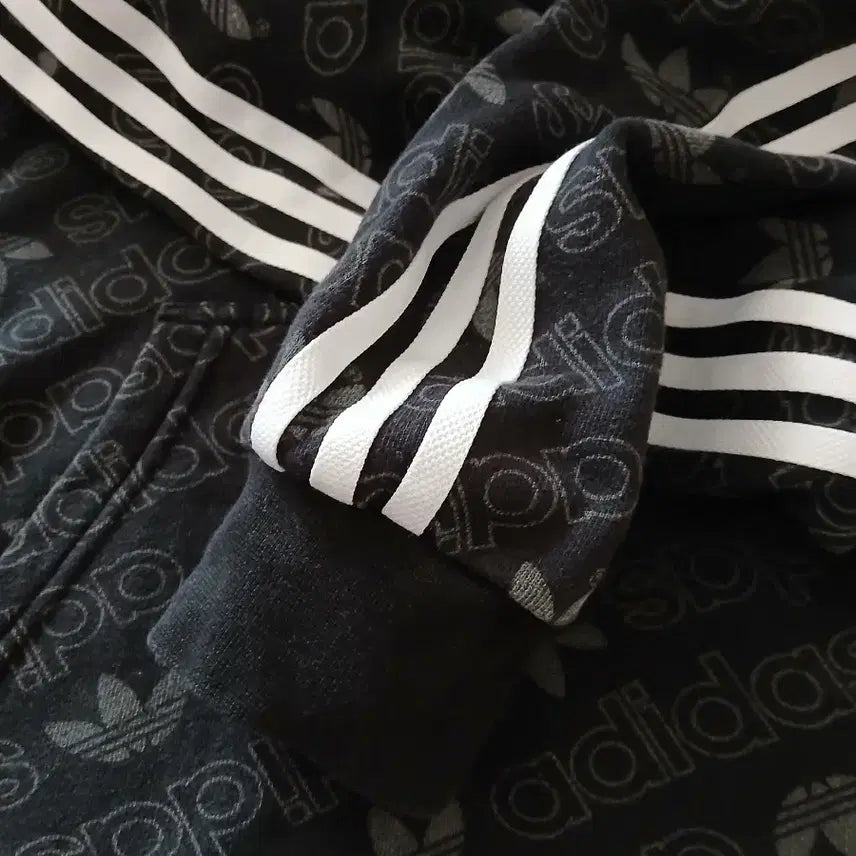 [BUNJANG] Adidas All Over Print Hoodie Black / 아디다스 올오버 프린트 후드티 블랙