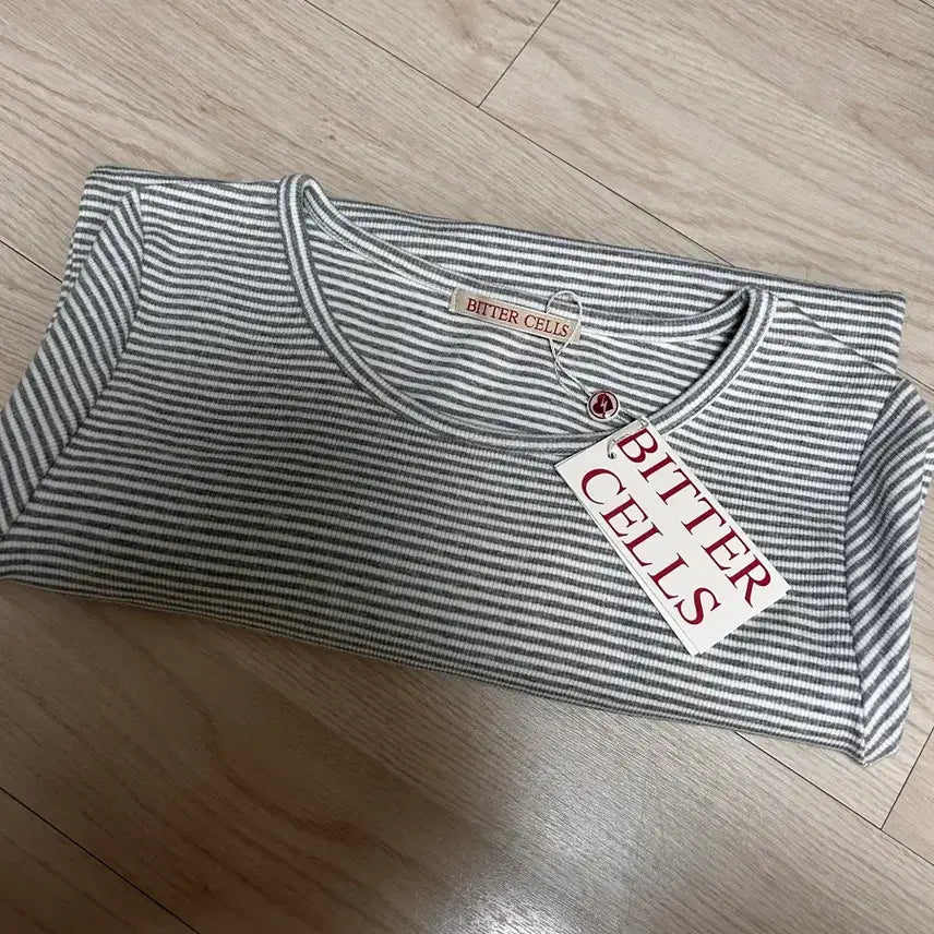 [BUNJANG] Bittercells Essential Ribbed Tee Grey &amp; Stripe Grey / 비터셀즈 에센셜 골지 티 그레이 &amp; 스트라이프그레이 새상품