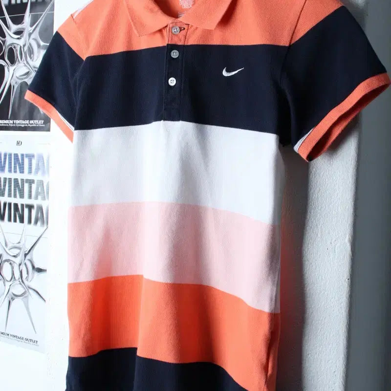 [BUNJANG] Nike Striped Color Mix Old School Polo T-Shirt / W(M) 나이키 반팔 카라 티셔츠 스트라이프 컬러믹스 올드스쿨-7694