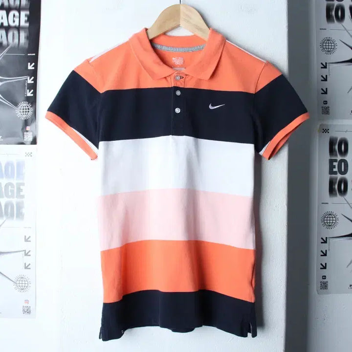 [BUNJANG] Nike Striped Color Mix Old School Polo T-Shirt / W(M) 나이키 반팔 카라 티셔츠 스트라이프 컬러믹스 올드스쿨-7694