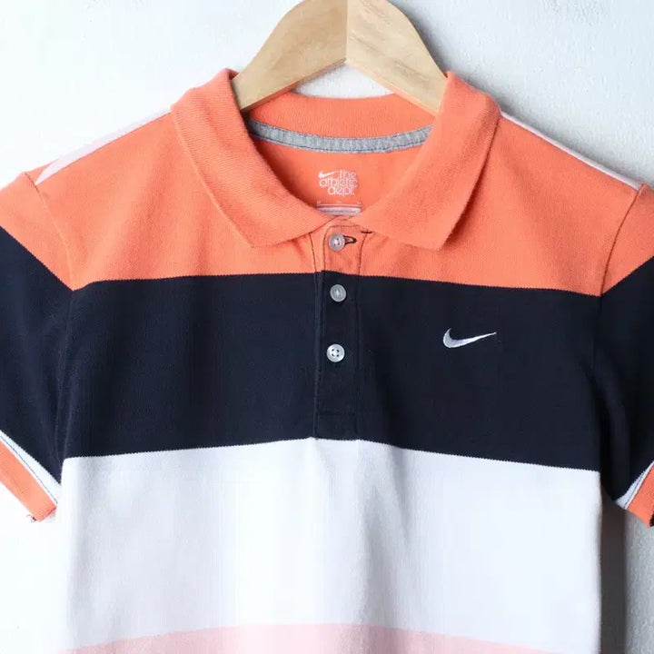 [BUNJANG] Nike Striped Color Mix Old School Polo T-Shirt / W(M) 나이키 반팔 카라 티셔츠 스트라이프 컬러믹스 올드스쿨-7694
