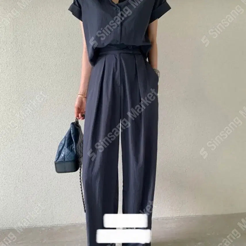 [BUNJANG] Linen Shirt Wide Pants Setup / 린넨 셔츠 와이드 팬츠 셋업