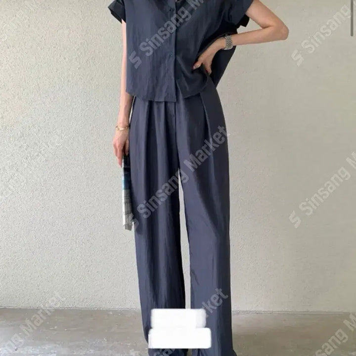 [BUNJANG] Linen Shirt Wide Pants Setup / 린넨 셔츠 와이드 팬츠 셋업