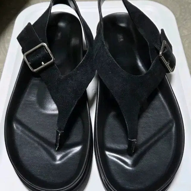 [BUNJANG] Zara Black Suede Flat Sandals EUR 39 / 자라 블랙 스웨이드 쪼리 샌들 39