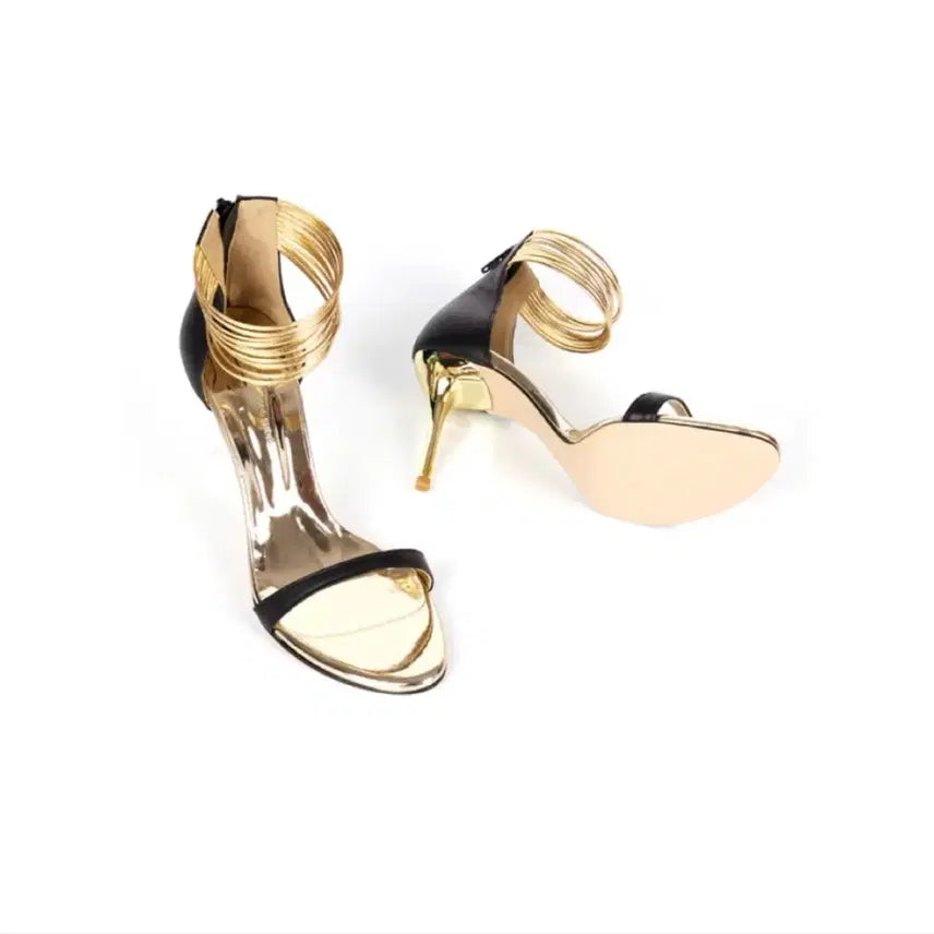 [BUNJANG] Custom Gold Strap Heeled Sandals 7cm / 주문제작 골드 스트랩 하이힐 샌들 7cm 225cm