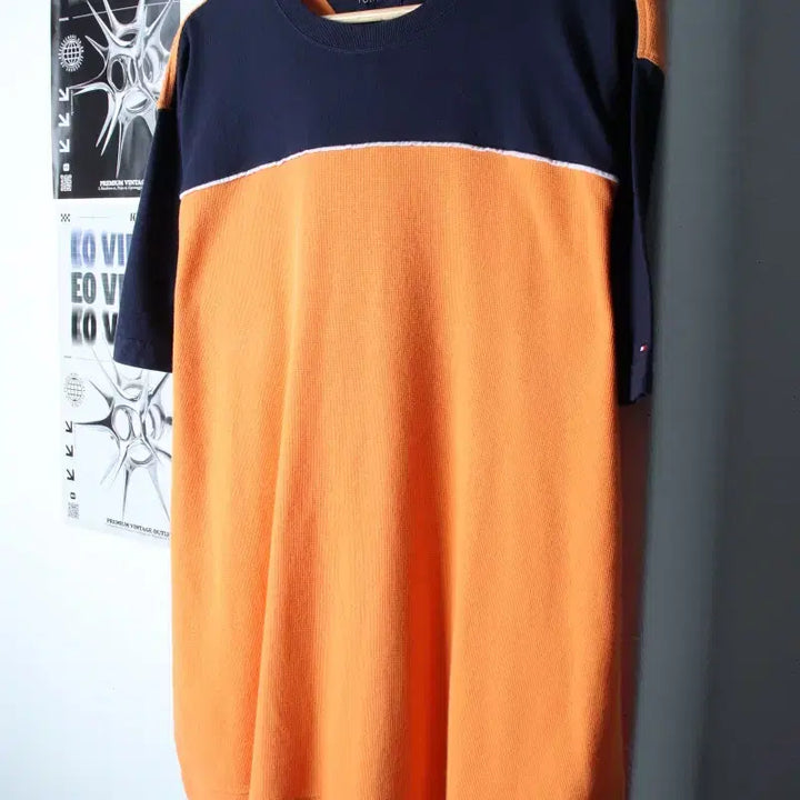[BUNJANG] Tommy Hilfiger Two-Tone Waffle T-Shirt (Big Size, L-2XL) / (L-2XL) 타미힐피거 반팔 티셔츠 빅사이즈 와플 투톤-769F